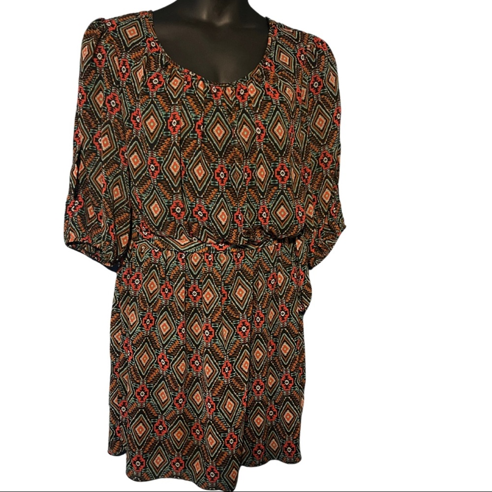 Enfocus Studio-Accented Print Lined Dress Size 20; Chest 20”, Length 32”.